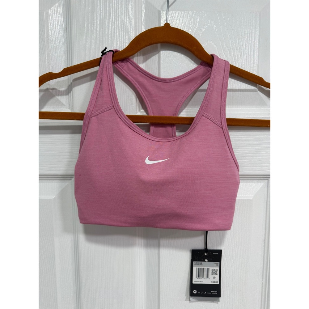 Nike Womens‎ Medium Support One-Piece Pad Sports Bra Pink XS NEW